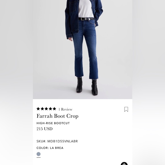 Ag Adriano Goldschmied Denim - AG Jeans Farrah boot crop size 31